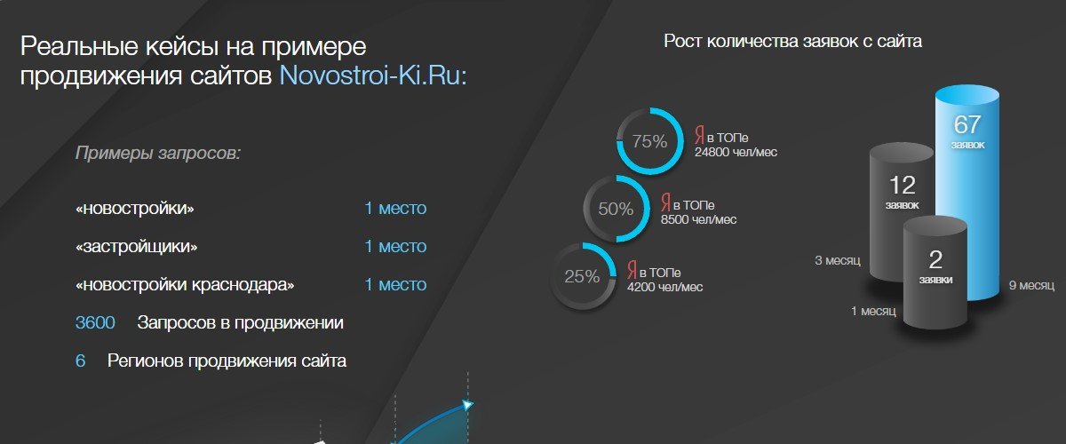 Инфографика о продвижении сайта novostroi-ki.ru